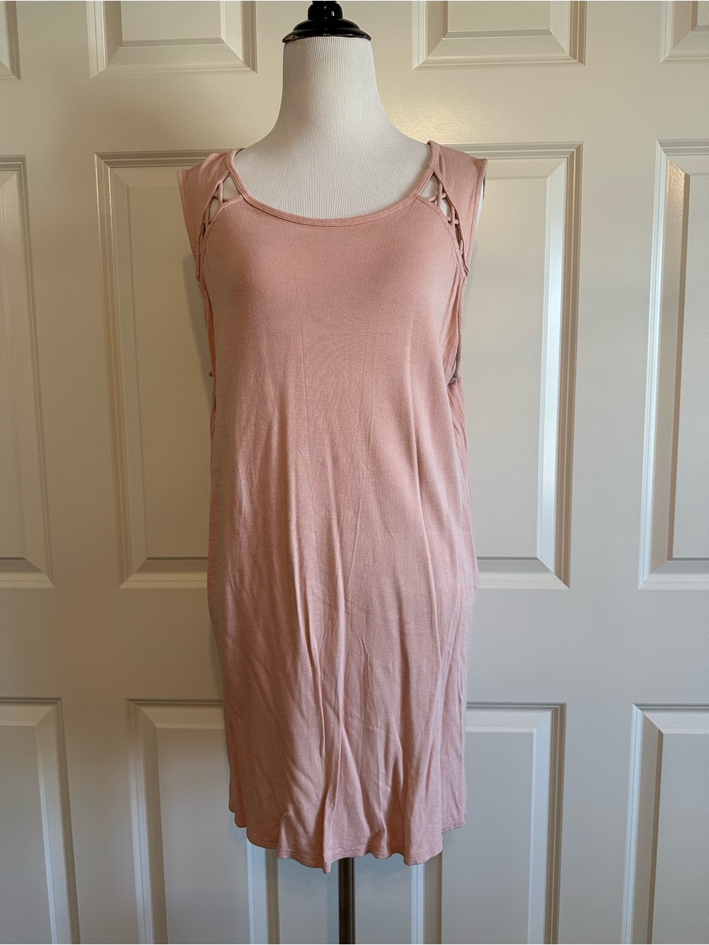 Sleeveless Pink Scoop Neck Tank Dress